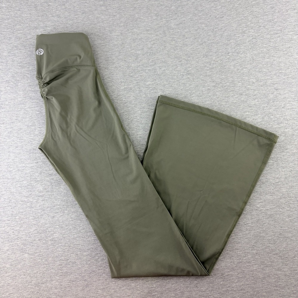 ASRV Women Olive High Rise Flare Yoga Pants XS Bootcut Scrunch Butt Leggings